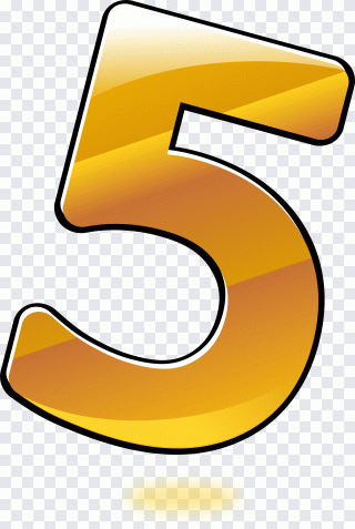 Five, Glossy, Gold, Keyword Pictures, Number PNG