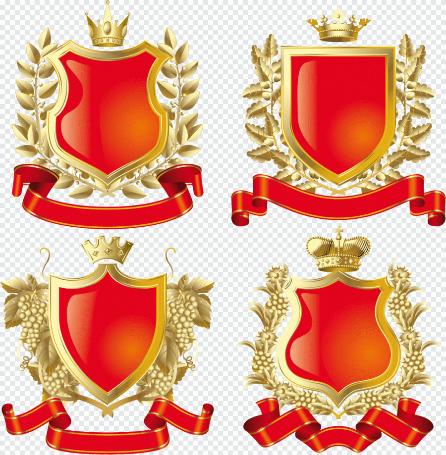 Ouro, escudo, brasão, crista, etiqueta PNG
