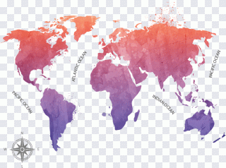 Globe World map, ink map, ink PNG