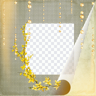 Cadre, fleurs jaunes PNG