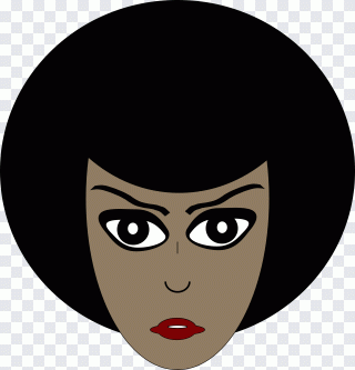 Woman, Face, Afro, Black, Simple PNG