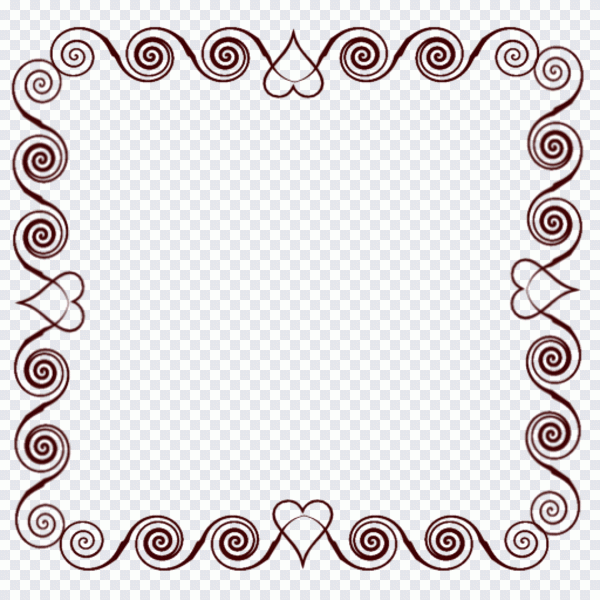 Frames, curve patterns, love, border, white PNG