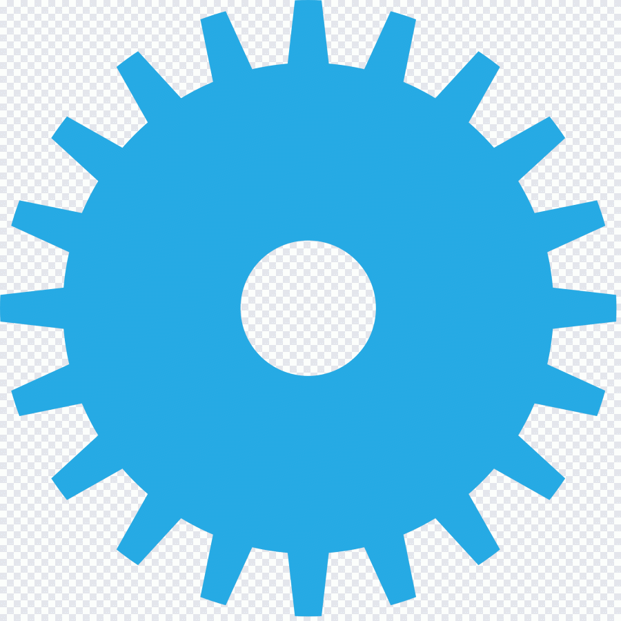 Engranaje, azul, color, engranaje negro PNG