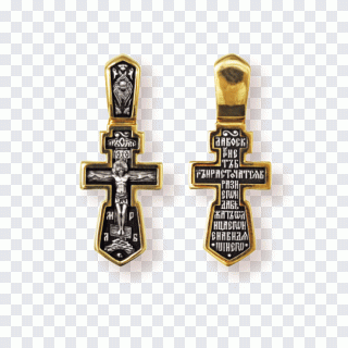 Крест, серебро, золото, кулон PNG