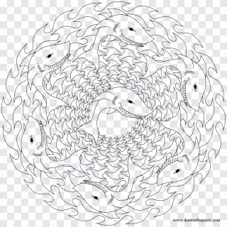 Tubarão, mandala, adulto, livro de colorir PNG