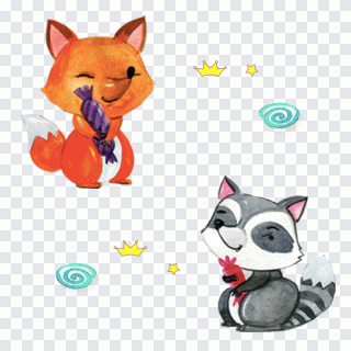 Pequeno, raposa, pintado, pintado à mão, mão PNG