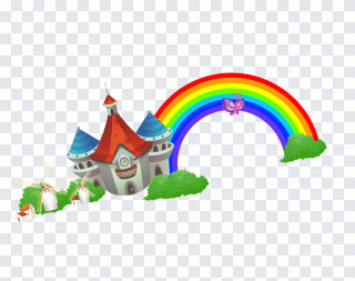 Kinder, Regenbogen, Zeichentrick, klein PNG