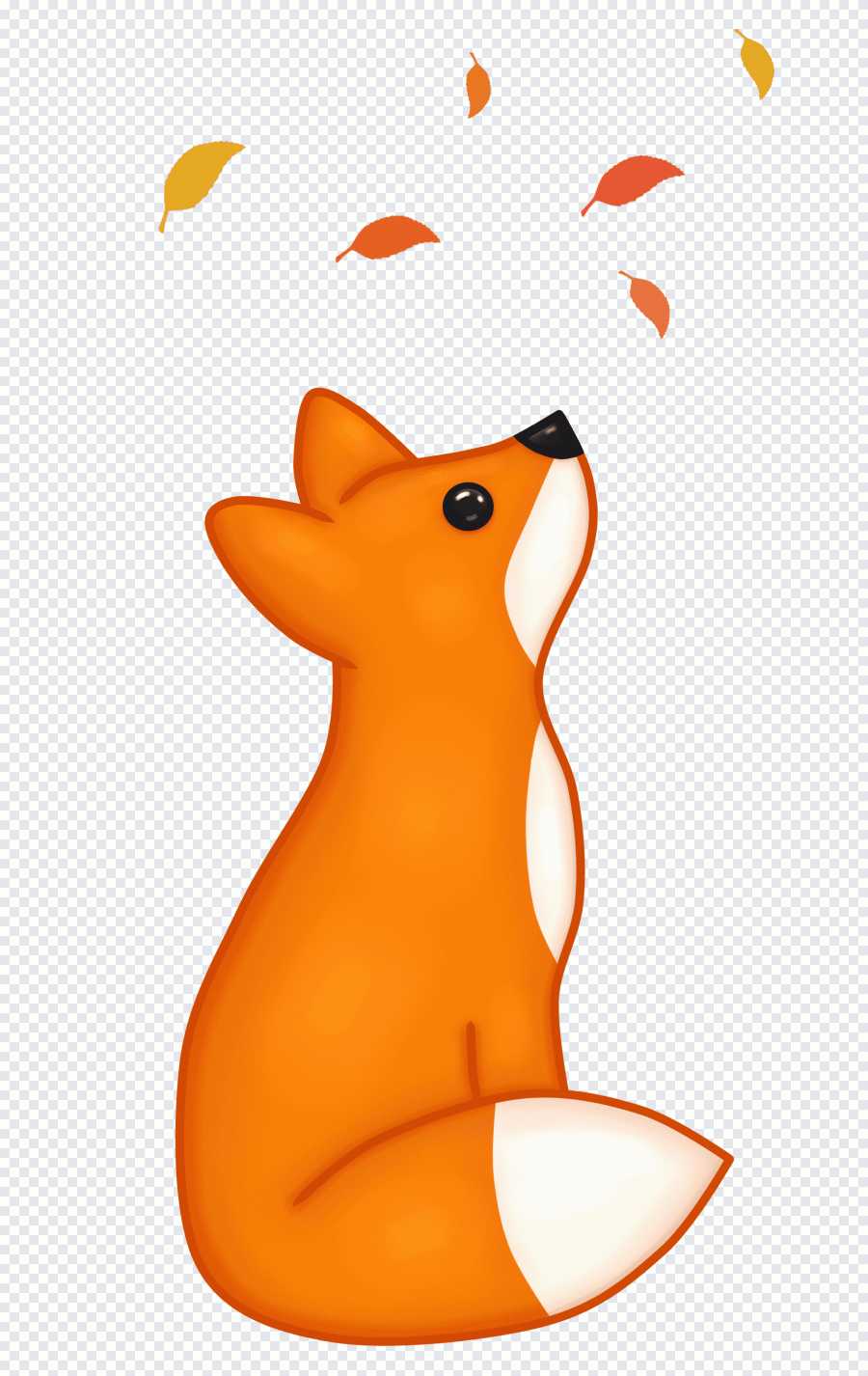 Renard roux, renard, animaux, feuilles PNG